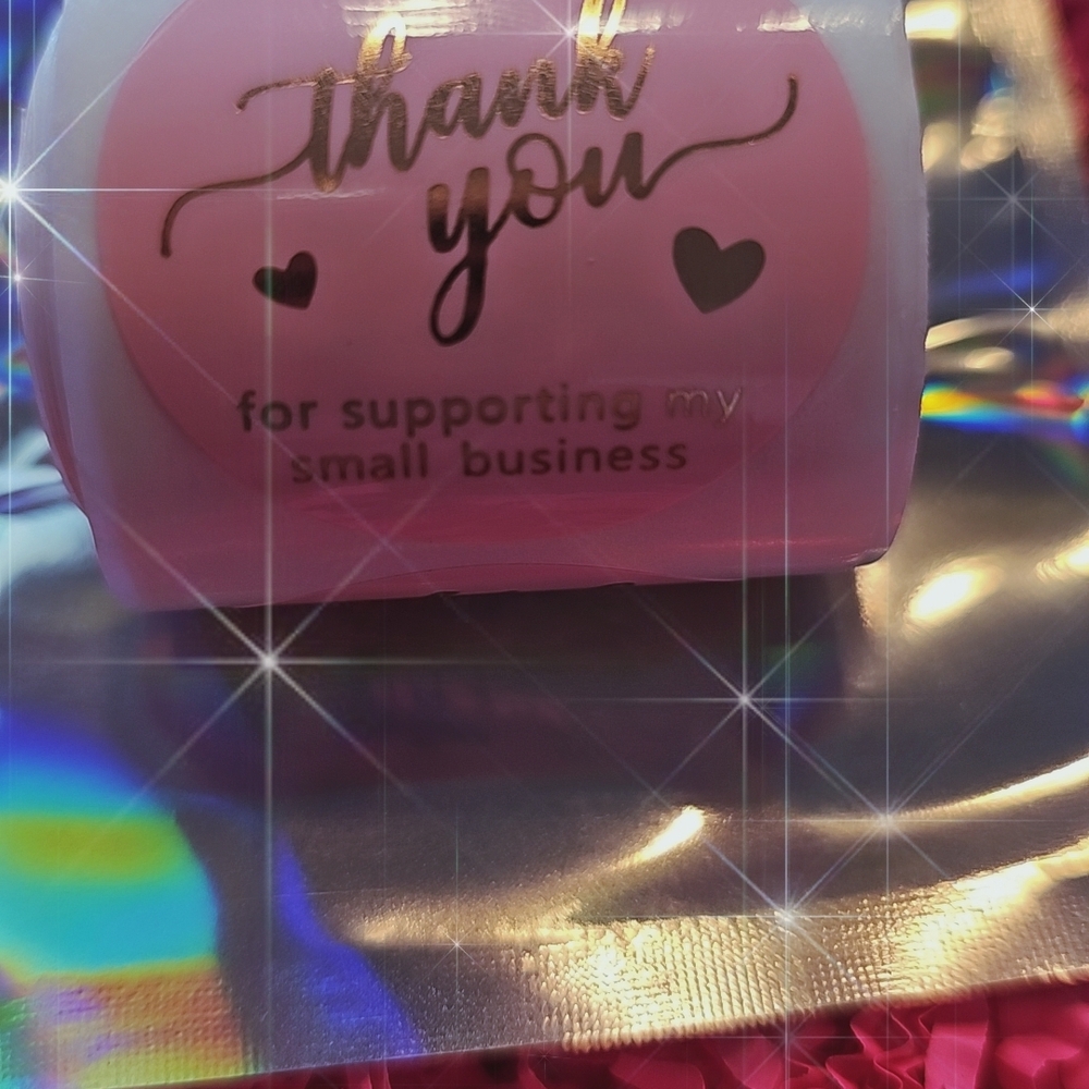 50pc-1.5in-Pink Thank You, Stickers - Picture 3 of 4